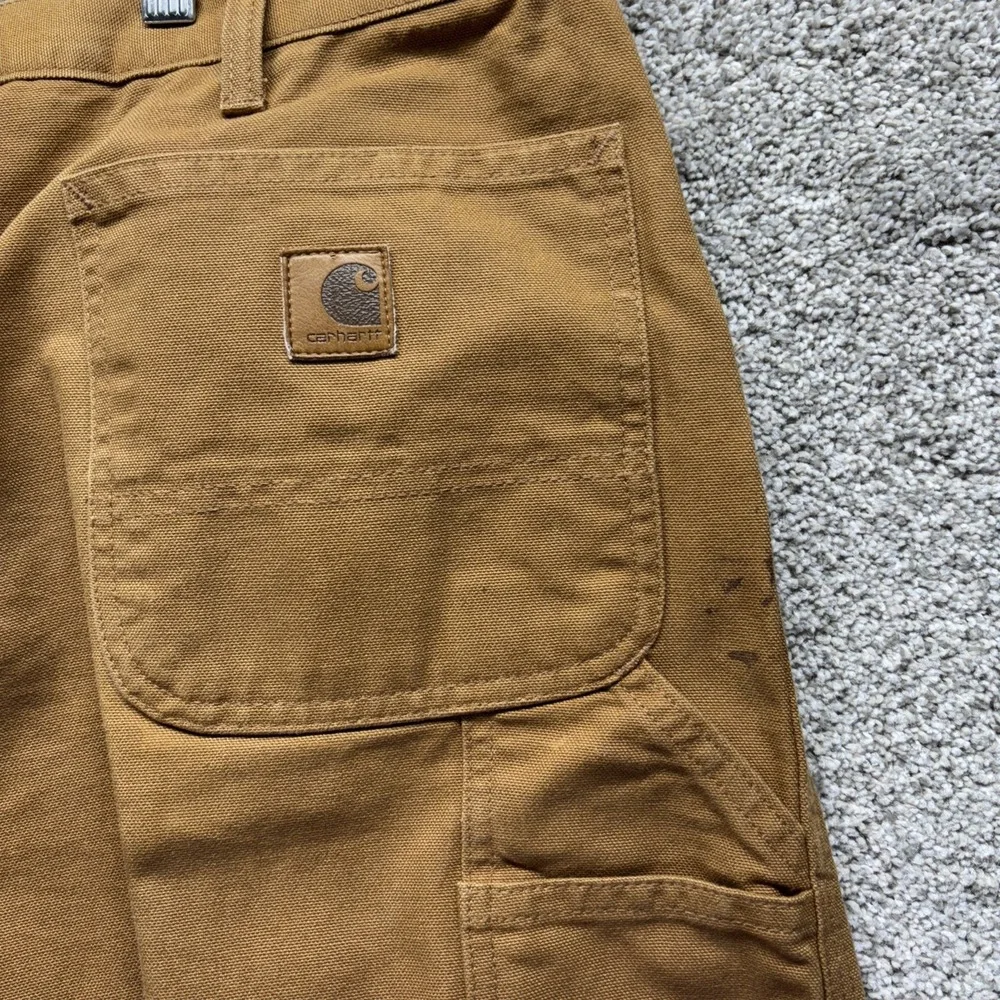 Carhartt Pants Mens 40x30 Brown Canvas Duck Dungaree‎ Fit Carpenter B11 BRN
